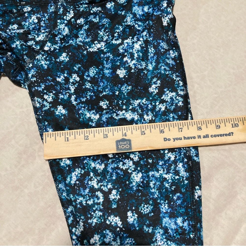 ZELOS Blue and Black Floral Leggings - Picture 3 of 14